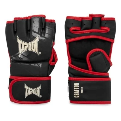Image of Tapout MMA Crafton 960004 Faux Leather Training Gloves (1 Pair) Black/Red/Ecru, S