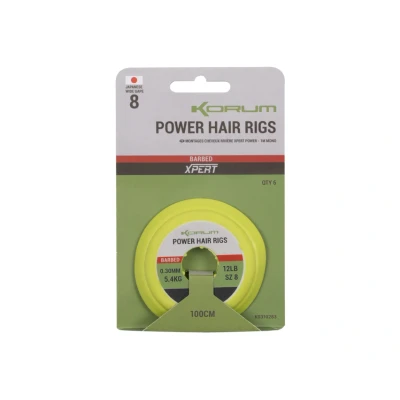 Image of Korum Power Hair Rigs 12lb/0.30mm Size 10 1m (6 pieces) Coarse rig