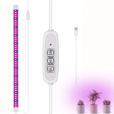 Image of LED Plant Grow Light Strip, 48LED Lamp Bar for Indoor Plants with Timer, Full Spectrum/Dimmable/USB Plug in Gardening Greenhouse Hydroponics (1 Strip)