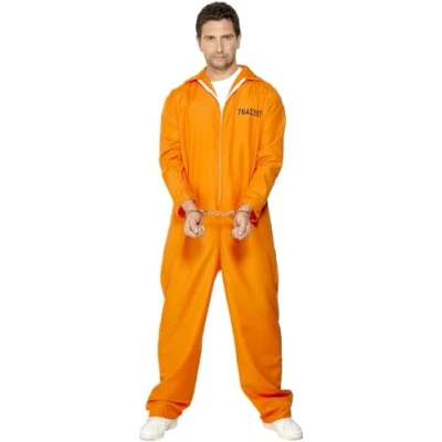 Image of Smiffys Escaped Prisoner Costume, Orange, M Size 38 inches 40