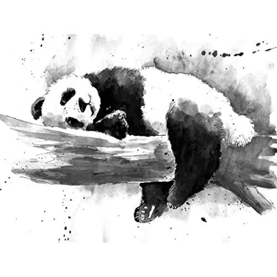Image of Wee Blue Coo Panda Sleeping Watercolour Art Print Poster Wall Decor 12X16 Inch