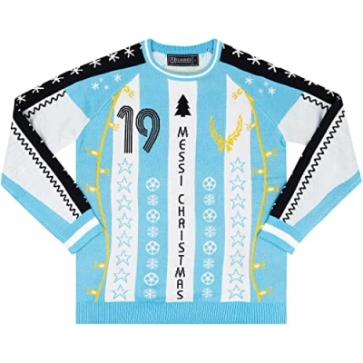 Image of Classic Football Shirts Argentina #19 Christmas Xmas Jumper (UK, Alpha, L, Regular, Blue)