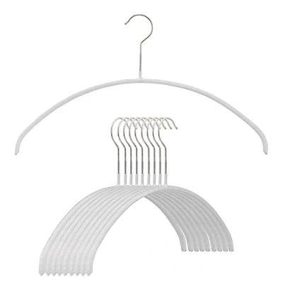 Image of MAWA Reston Lloyd Euro Series Non Slip Space Saving Steel Clothes Hanger for Shirts, Dresses, Sweaters, Style 40/P, Alloy Polyvinyl Chloride (PVC), White, Set of 10