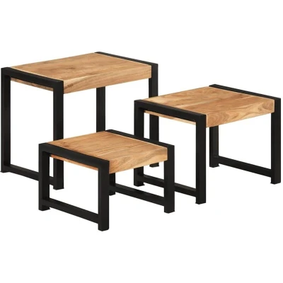 Image of vidaXL Nesting Tables 3 pcs Solid Wood