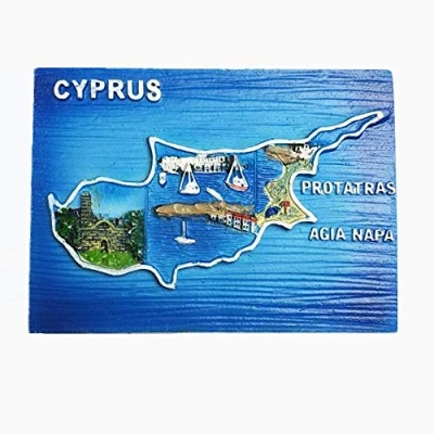 Image of Map Style Cyprus 3D Fridge Magnet Travel Souvenir Gift Collection, Home &amp; Kitchen Decoration Magnetic Sticker Refrigerator