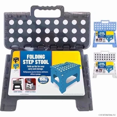 Image of Elito Home &amp; Garden® Multipurpose Portable Step Stool Fold Up Footstool for Kitchen, Bathroom, Toilet, Caravan Collapsible, Non Slip Children, Kids, Adult (29x22x22cm)