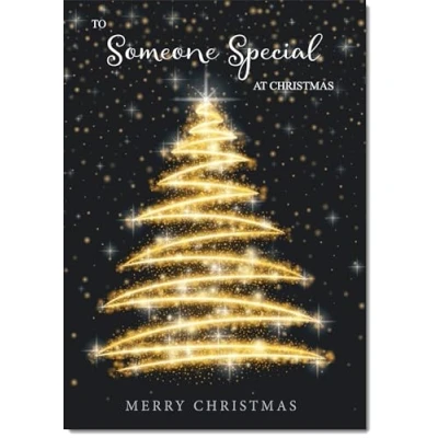 Image of doodlecards Someone Special Christmas Card Black and Gold Abstract Tree Large A4 Size for with Plain Envelope