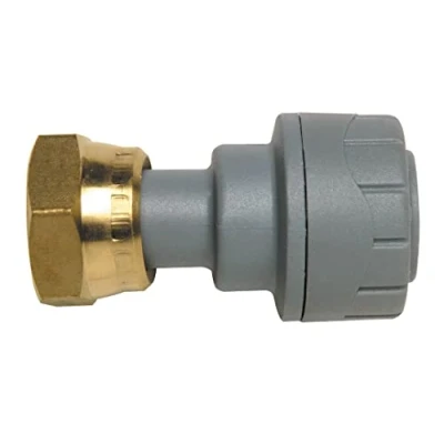 Image of Polypipe Polyplumb Straight Tap Connector Grey 15mm X 1/2 Inch Pushfit PB715