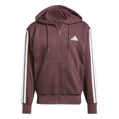 Image of adidas Sportswear Essential Three Stripes Zipup sweatshirt, Men&#039;s, Size: Small, Aurora ruby/white