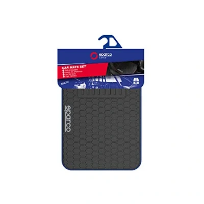 Image of SPARCO SPF500BL Set of 3 Universal Floor Mats with Rear Bridge, Color Black/Blue