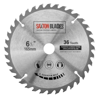 Image of Saxton TCT Circular Wood Saw Blade 165mm x 20mm (16mm Ring) 36 Teeth Compatible with Bosch Makita etc