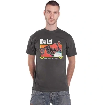 Image of Meat Loaf T Shirt Bat Out of Hell Rectangle Official Mens Charcoal Grey XXL