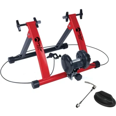 Image of Velo Pro Magnetic Turbo Trainer Variable Resistance Indoor Bike for Road and Mountain Bicycles (Red)