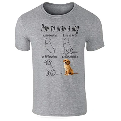 Image of How to Draw A Dog Puppy Funny Mens T Shirt Heather Grey (L)