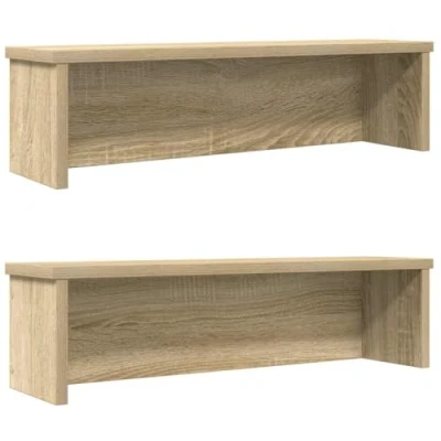 Image of vidaXL stackable kitchen racks sonoma oak engineered wood, 50x15x16 cm countertop/cabinet organizer
