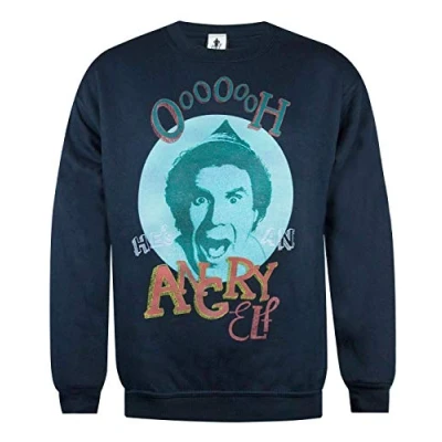 Image of Elf Buddy Oh He&#039;s Angry Men&#039;s Navy Christmas Sweatshirt
