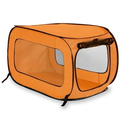 Image of Beatrice Home Fashions Portable, Collapsible, Pop Up Kennel Travel Cat and Dog Crate, 32.5&quot; L x 19.5&quot; W H, Orange