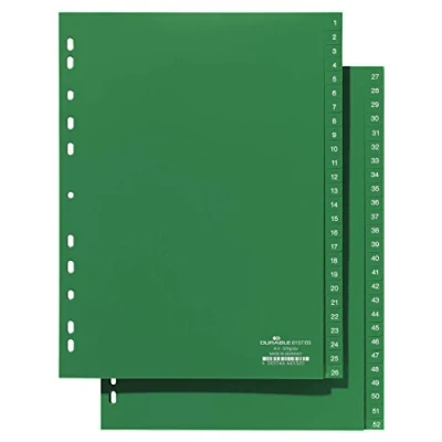 Image of Durable 615705 1 52 Index File with Printed Tabs for A4 Sheets Green
