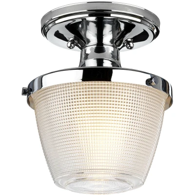 Image of Dublin 1 Light Semi Flush Mount, Polished Chrome, IP44, E27