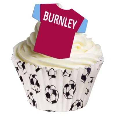 Image of 12 Edible T Shirt Decorations Great for Burnley Fans Perfectly pre Cut Wafer just pop Them Out The Packaging and top on Your Cake Pack of by CDA Products Ltd