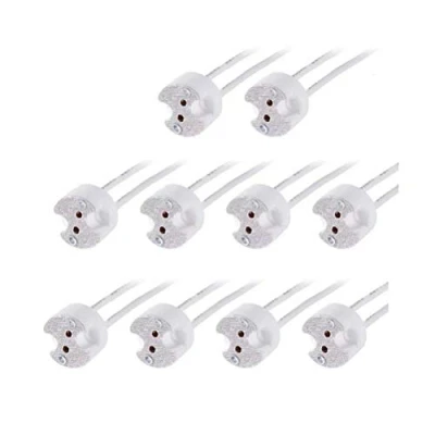 Image of MR16 G4 GU5.3 MR11 Socket,LED Halogen Lamp Holder Ceramic Body Bi Pin Base Wire Connector Socket Adapter 10 Pack