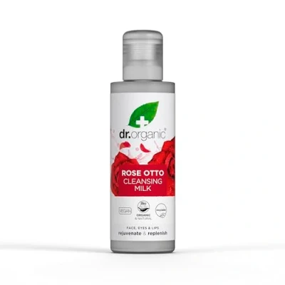Image of Dr Organic Rose Otto Cleansing Milk, Restoring, Mature Skin, Mens, Womens, Natural, Vegan, Cruelty Free, Paraben &amp; SLS Organic, 150ml, Packaging may vary
