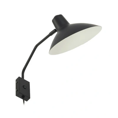 Image of Lindby wall light Adrik, black, metal, with plug