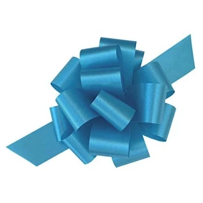 Image of indigo Pack of 2 Large 50mm Pull Bows Christmas, Valentines, Weddings, Gifts Venue Decorations Ribbons (Turquoise)