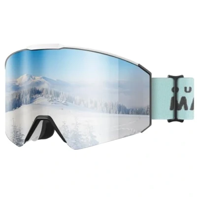 Image of OutdoorMaster Falcon Snow Sports Goggles for Kids OTG 100% UV Protection Anti Fog Ski Goggles(White Frame+VLT 10% Gray Lens)