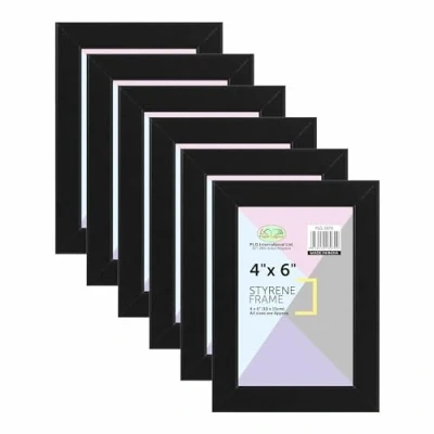 Image of (Pack of 6) 4x6&quot; Black Photo Frame, Wall Mount or Table Top, Picture Freestanding and Mountable
