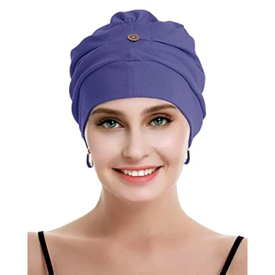 Image of osvyo Cotton Chemo Headwear for Women with Cancer and Hair Loss, Hat, Lightweight Headwear, Sealed Packaging, denim blue, One Size