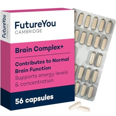 Image of Brain Complex+ Capsules Supplement with Phosphatidylserine, B Vitamins &amp; Ginkgo Biloba 28 Day Supply Energy, Health Cognition Supplements by FutureYou Cambridge