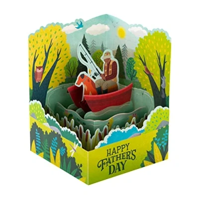 Image of Hallmark 3D Pop Up Fathers Day Card Paper Wonder Relaxing Fishing Design