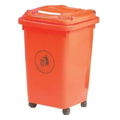Image of Wheelie Bin; 50L; 30% Recycled Polyethylene; Red/Orange