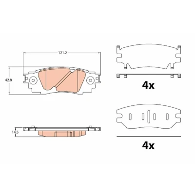Image of 04465F4010, 0446610010 Brake pad set TRW GDB2183 not prepared for wear indicator with accessories TOYOTA: C HR, Corolla XII Hatchback