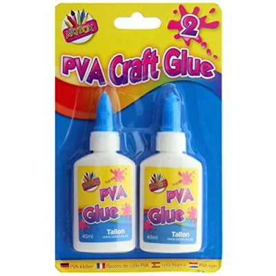 Image of 10x Squeezy Bottles of 40ml PVA Glue Art &amp; Craft Kids Washable Safe Non Toxic Adhesive No Mess Lid