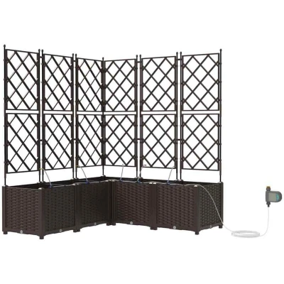 Image of vidaXL Garden Planters with Water Irrigation System 5 pcs Brown