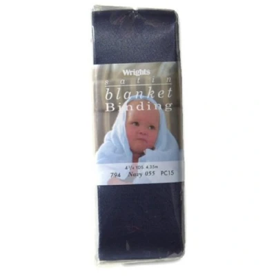 Image of Wrights 2 inch 4 3/4 yd Single Fold Satin Blanket Binding, Navy