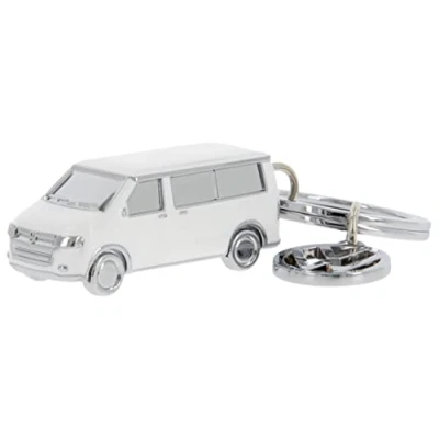 Image of BRISA VW Collection Volkswagen 3D Metal Keyring Keychain Accessory in T5/T6 Bus Campervan Design (Classic Bus/White)