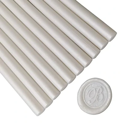 Image of 10 Pieces Pearl White Sealing Wax Sticks for Seal Stamp, AMTOL Glue Gun,Great Wedding Invitations, Wine Packages,Cards Envelopes, Gift Wrapping. (Pearl White)