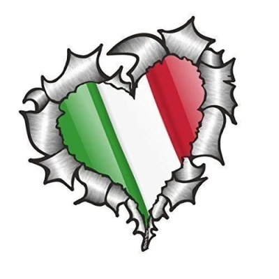 Image of Heart Shaped RIPPED TORN METAL Italy Italian Flag For Football Team Supporter Match Vinyl Car Sticker 105x100mm