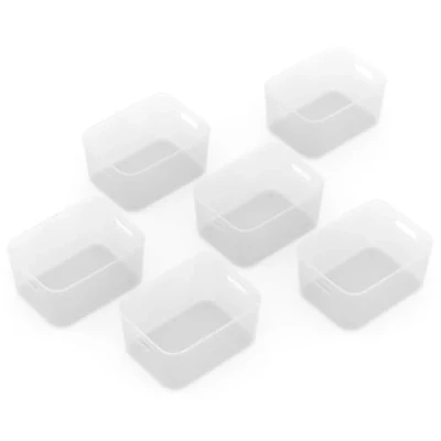 Image of Cetomo 8L*6 Storage Basket, Plastic Open Box, Containers for Shelves, Organizers with Handles Office, Countertops, Cabinets, PP, BPA Free, Frosted Transparent, 8L 6 Pack (28.5*22*14cm)
