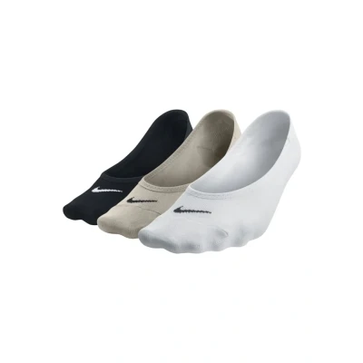 Image of NIKE Women&#039;s Everyday Lightweight Footie No show Socks 3 Pair , Black Beige White, M
