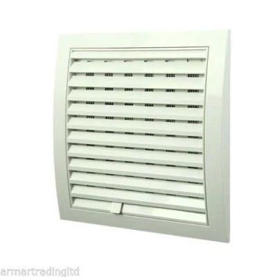 Image of White Air Vent Grille with Adjustable Shutter Ducting Ventilation Cover Wall Louvre Grid POW (200mm x 200mm)