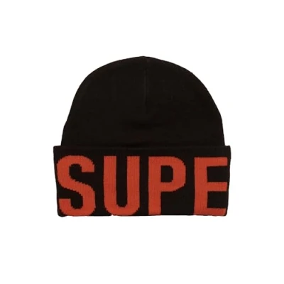 Image of Superdry Women&#039;s Branded Knitted Beanie Hat Baseball Cap, Dark Oak Brown, One Size