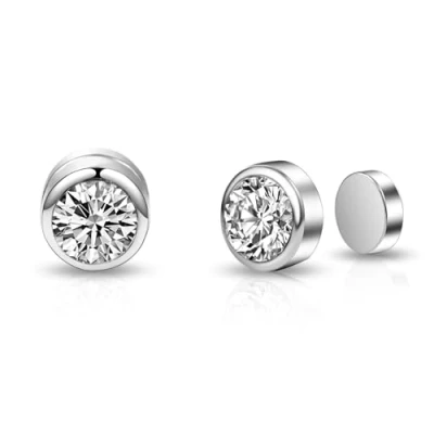 Image of Philip Jones Silver Plated 6mm Magnetic Clip On Earrings Created with Zircondia® Crystals