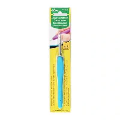 Image of Clover Amour Crochet Hook, Metal, Blue, 4.5 mm
