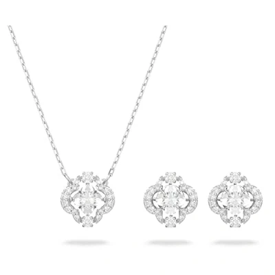 Image of Swarovski Sparkling Dance set, White, Rhodium plated