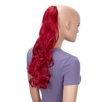 Image of CAISHA 20&quot; Hairpiece Clip On Ponytail Extension Wavy Red HC22 1