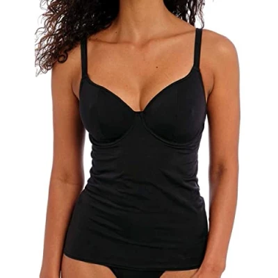 Image of Freya Womens Jewel Cove Tankini Top Black Polyamide Size 36G